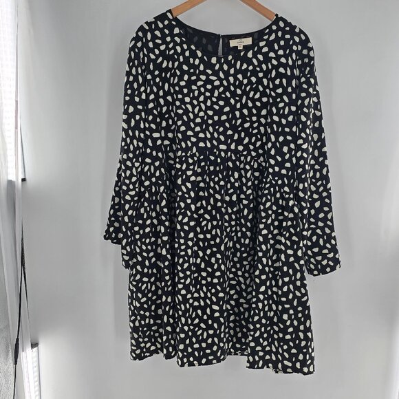Entro Dress Black + Off White Size 2x Fully lined 3/4 sleeve oversized - Picture 1 of 7